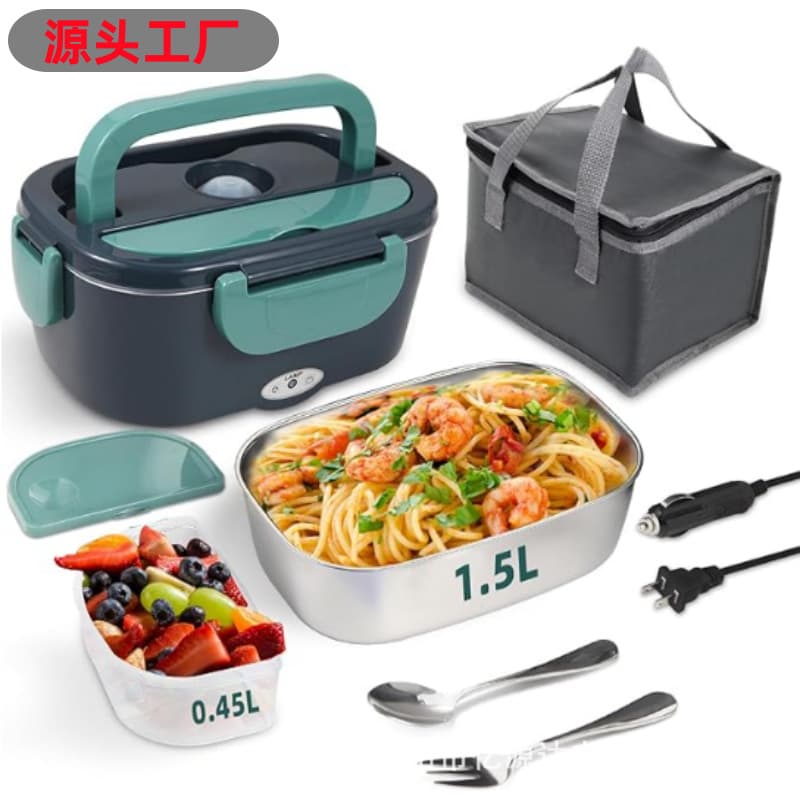 Cross-border electric lunch box, home and car dual-use, water-free insulated lunch box, portable anhydrous heating with plug-in capability