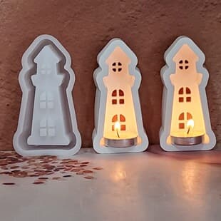 S1540 Pointed Lighthouse Figurine Figurine Decoration Cement Plaster Mold DIY Silicone Mold