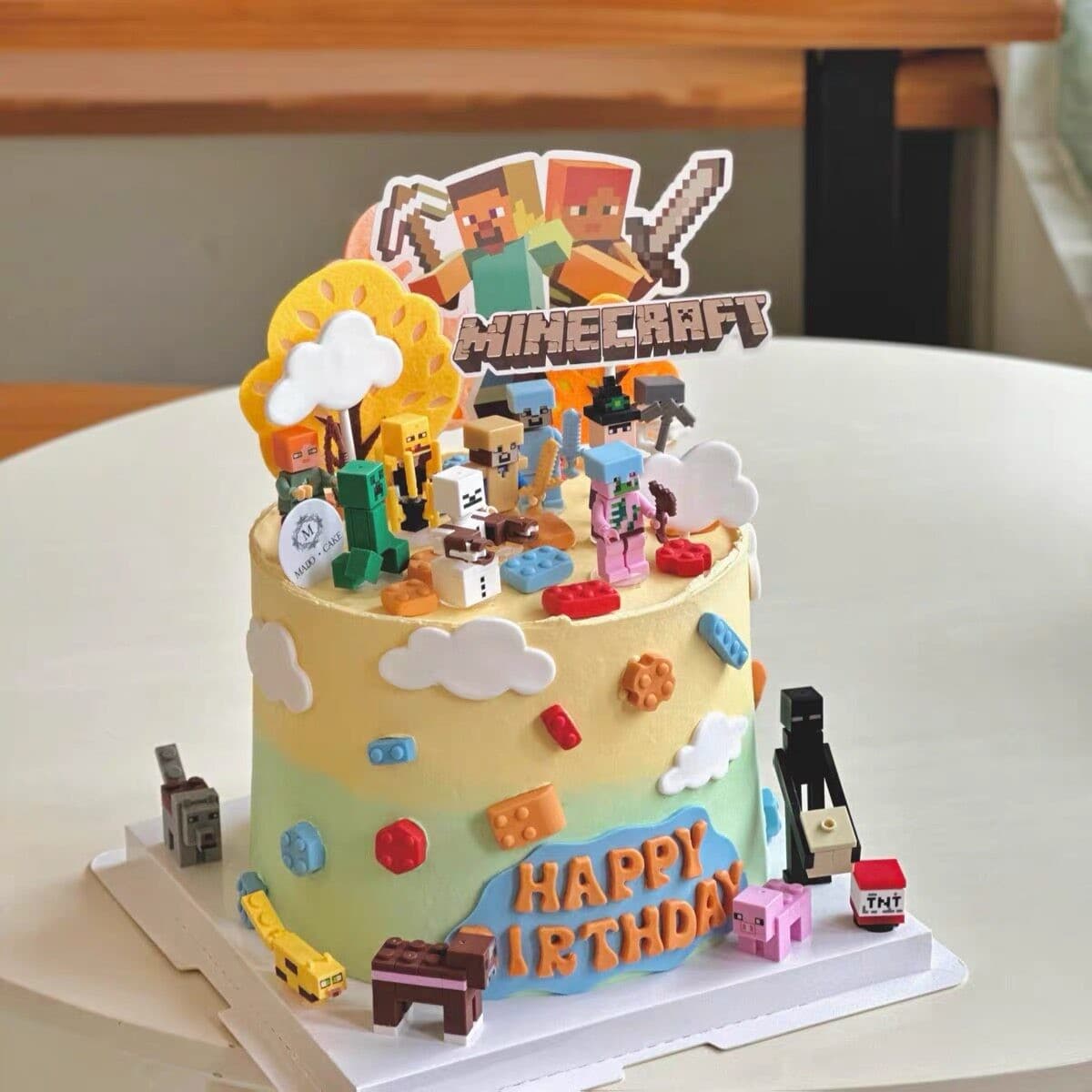 Minecraft Theme Cake Decoration Figurine Block Character Party Dessert Table Decor