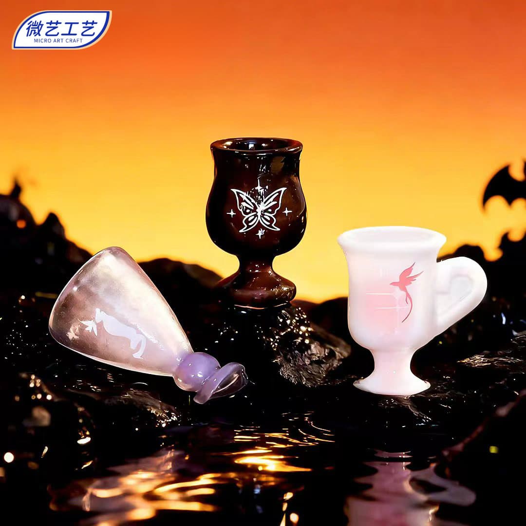 Creative internet celebrity magic dark wind wine glass micro landscape decoration cartoon butterfly bird goblet resin ornament