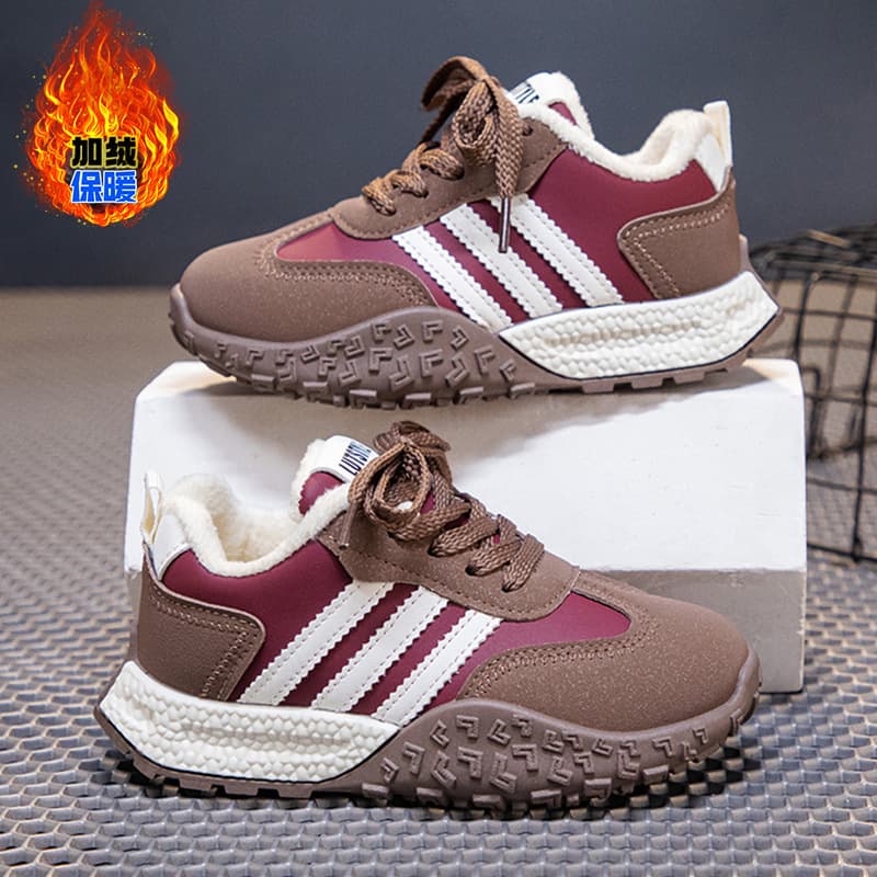 Children's German Training Shoes Fleece-Lined Boys' Sports Shoes Autumn Winter New Thickened Casual Kids Shoes Warm Waterproof Running Shoes