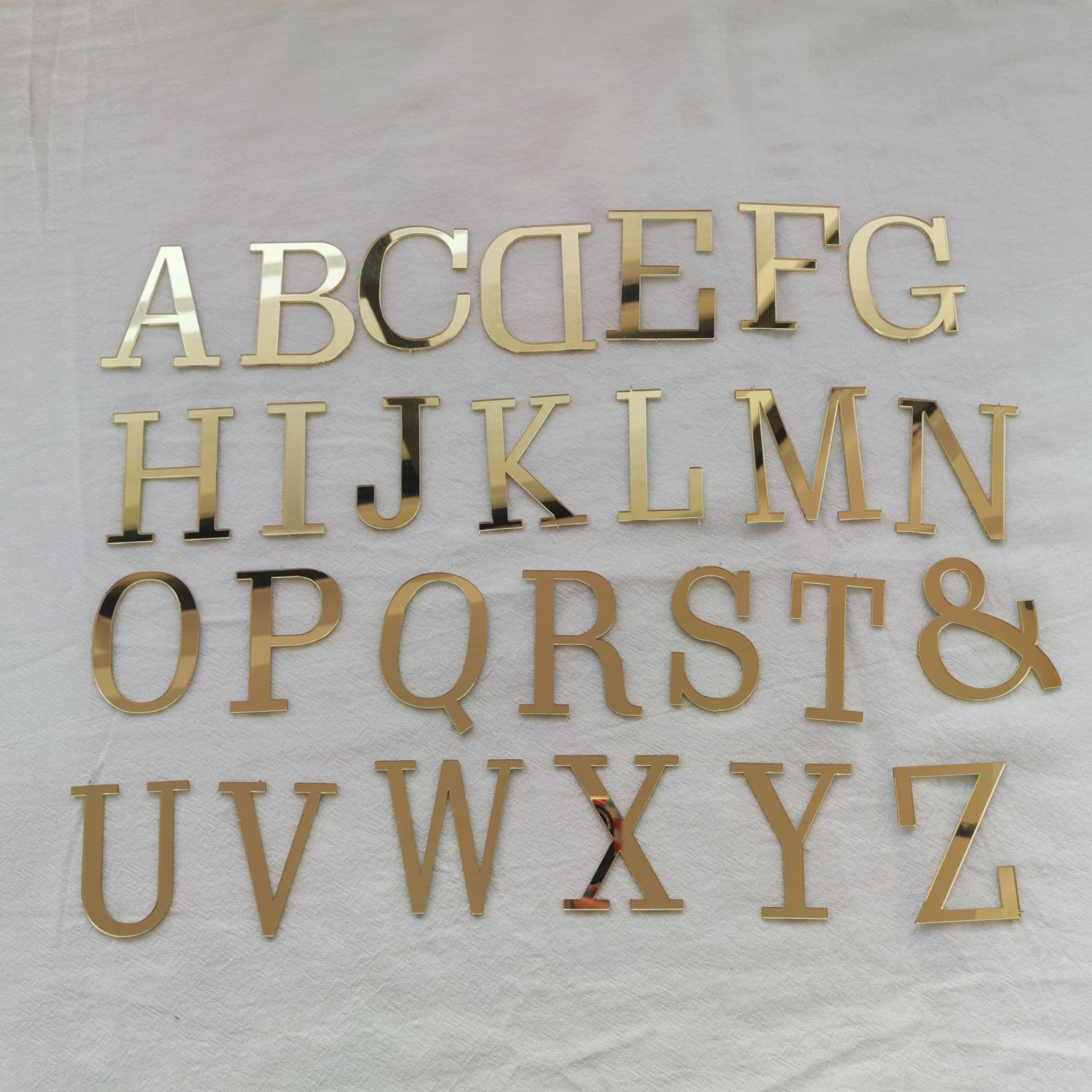 27 Amazon Cross-border Acrylic Mirror Cake Inserts Gold English Letter Cake Decorations