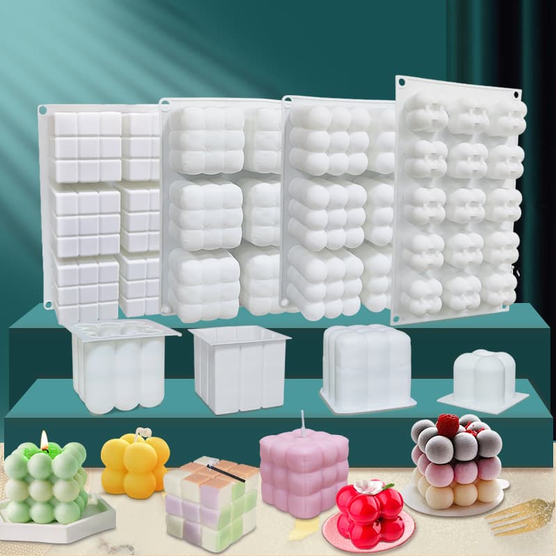 Sanxin 6-Cavity Magic Cube Mousse Cake Silicone Mold French Magic Ball Mousse Round Shape Soap Making Steamed Cake Baking