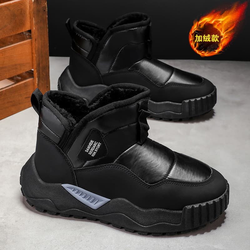 Snow Boots Men Winter Fleece-Lined Thick Warm Northeast Big Cotton Shoes Fur Integrated Waterproof Anti-Slip High-Top Men's Shoes
