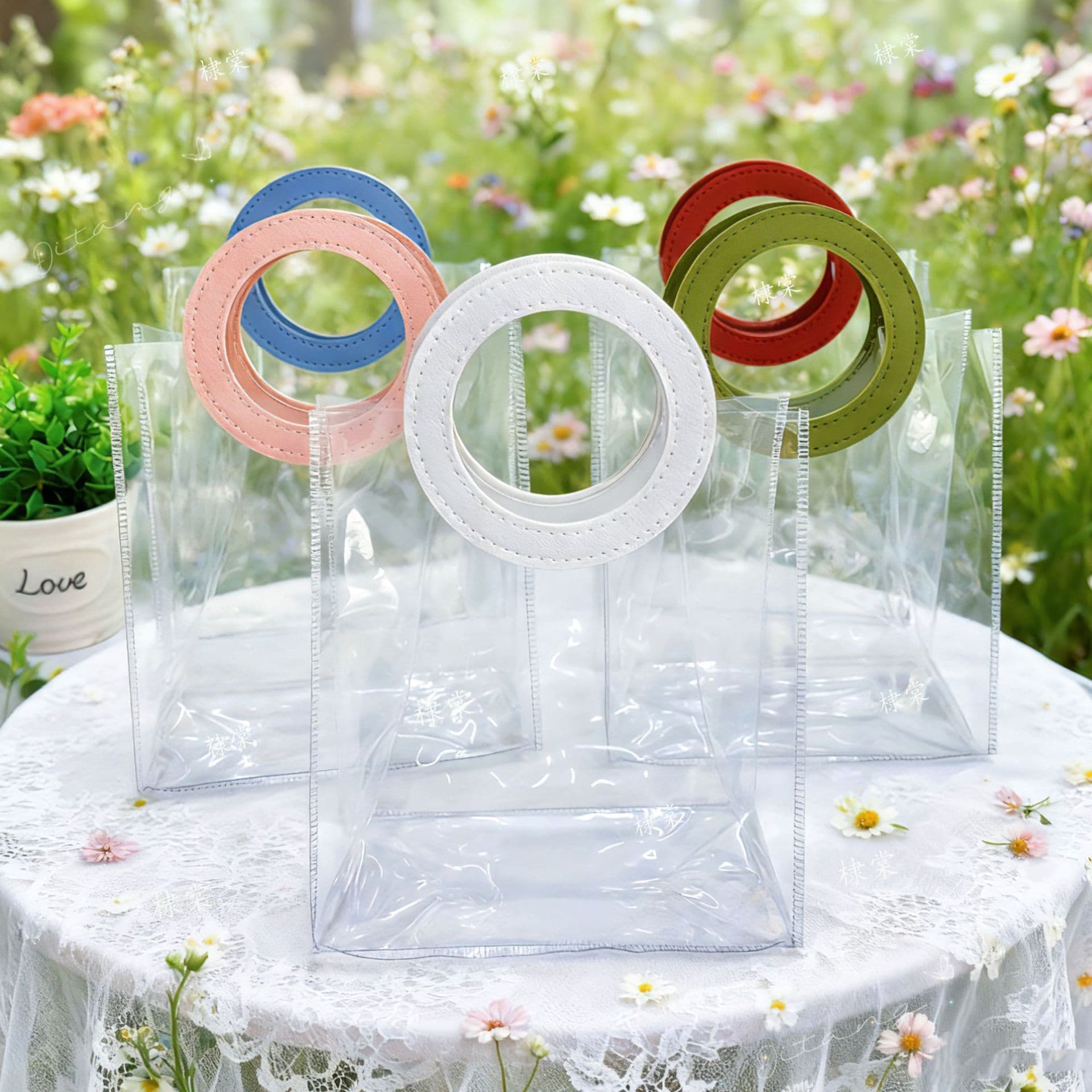 Transparent PVC handbag round handbag wedding candy gift bag children's day gift packaging bag wholesale