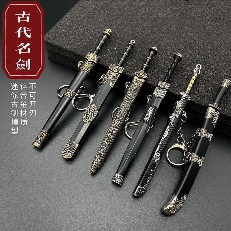 Ancient Mini Famous Sword Yue Wang Gou Jian Qin Shi Huang Han Dynasty Sword Weapon Model with Sheath Toy Tang Heng Dao Xiu Chun Dao Pendant