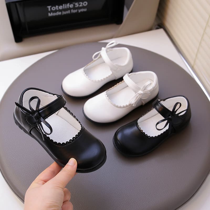 School-specified children's leather princess shoes, black and white, for girls, students, school performance and etiquette shoes, wholesale