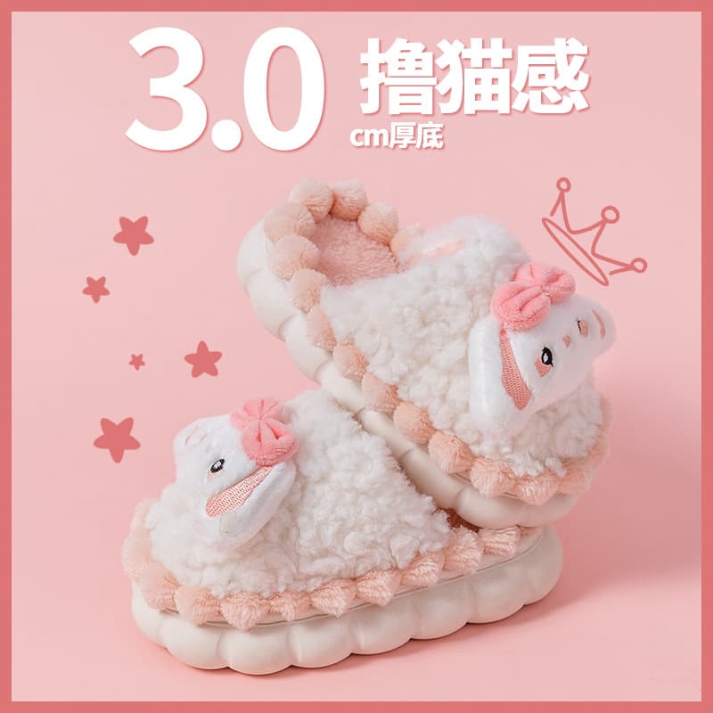 Children's Cotton Slippers for Girls, Cute Indoor and Outdoor Warm Fleece Slippers, Parent-Child Matching Boys' Cotton Shoes, Winter Slippers