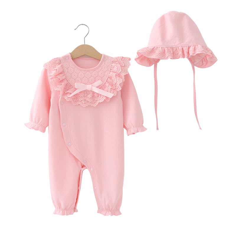 Baby Girl Spring and Autumn Cotton Outfit, Full Moon Bodysuit, Crawling Romper, Infant Onesie, Princess Style Romper
