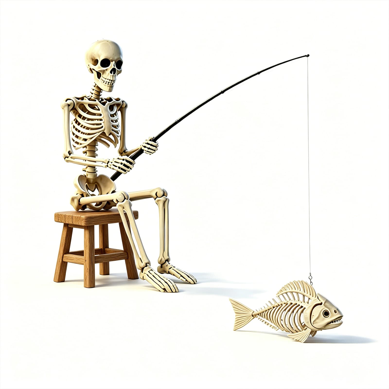Halloween Skeleton Fishing Decoration Prop, Outdoor Courtyard Decoration