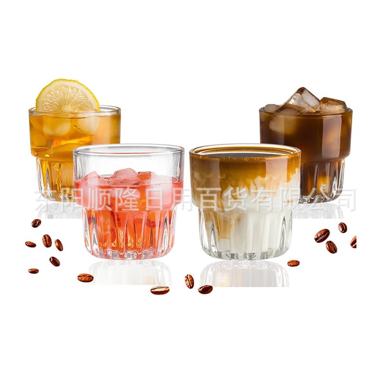 Retro glass juice cup transparent stackable iced latte coffee cup cocktail cup bar restaurant water cup