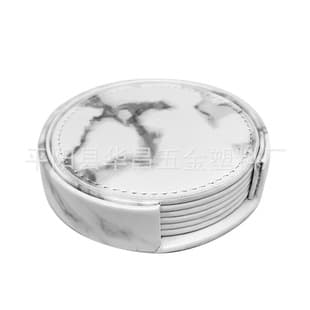Round Leather Coaster Set In Stock Waterproof PU Solid Color Heat Insulation Pad Factory Wholesale Cross-border Mat Premium