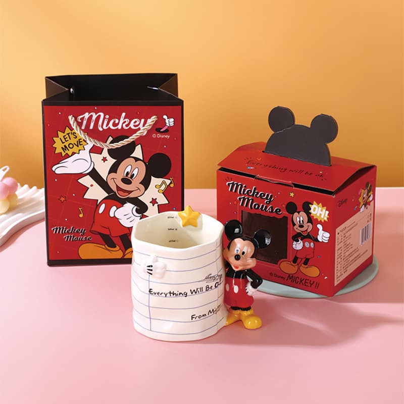 Disney Mickey's new high-end ceramic hand cup with high appearance and three-dimensional relief embossed mug with scale gift box