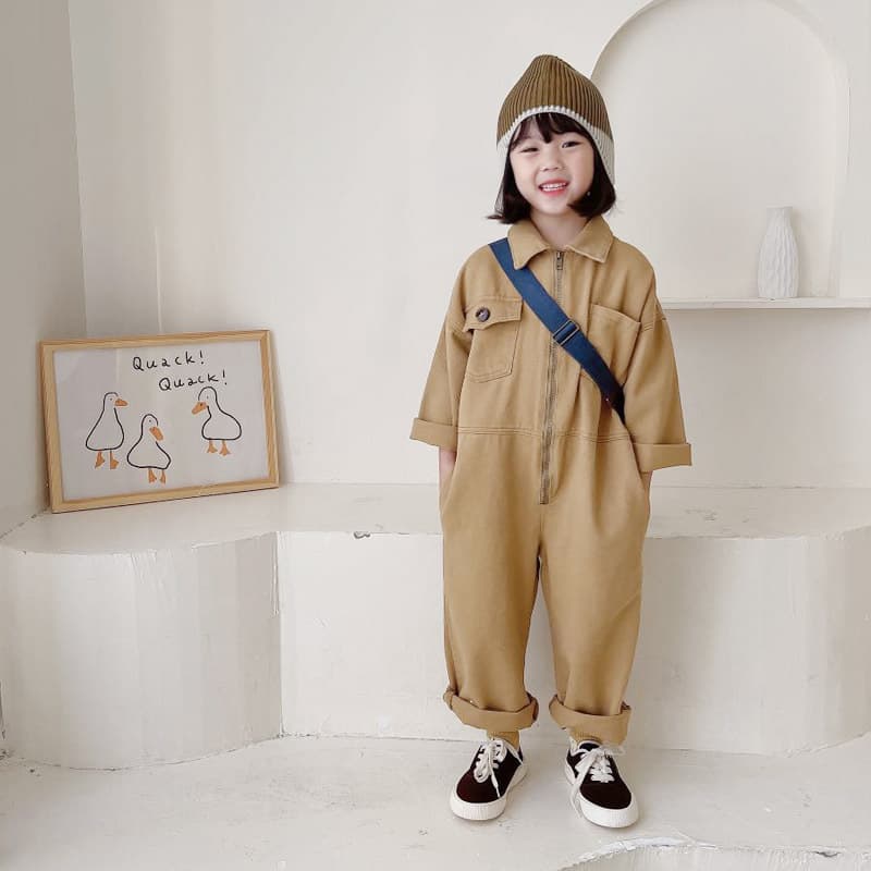 ANKRT Spring Japanese-style parent-child loose jumpsuit with zipper, boys' overalls, girls' Korean version casual wear