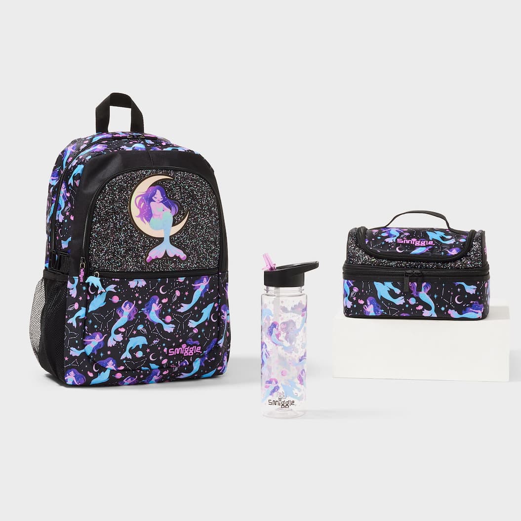 Australian Smiggle School Backpack for Primary Students, Lightweight Mermaid Large Capacity Lunch Bag Stationery Set, Back-to-School Gift