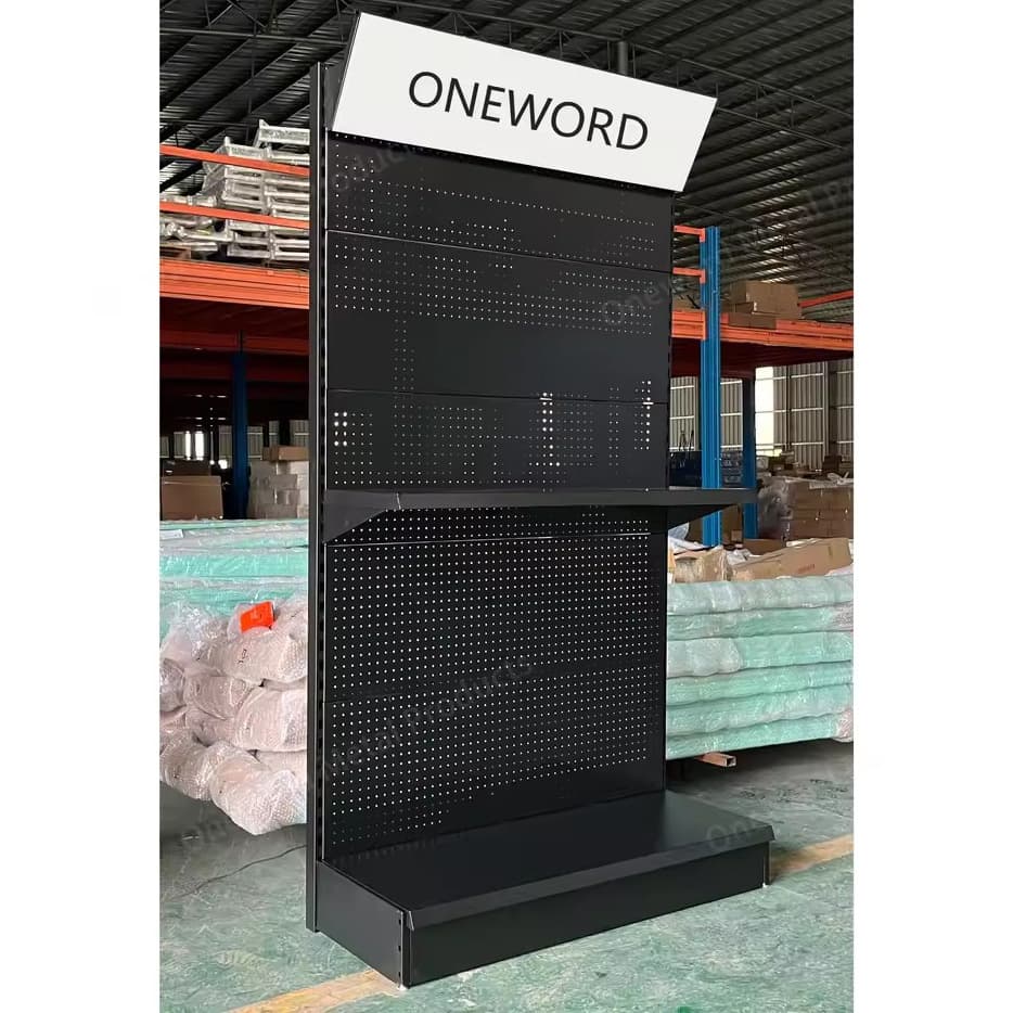 Custom Logo Color Size Supermarket Store Grocery Convenience Store Shelf Pegboard Multi-Layer Iron Shelf