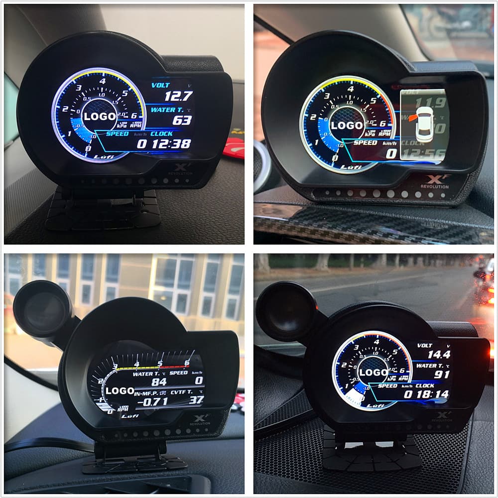 LUFI LCD XF Multifunction OBD2 Car Gauge Modification RPM Exhaust Temp Oil Pressure Water Temp Turbo Boost Meter
