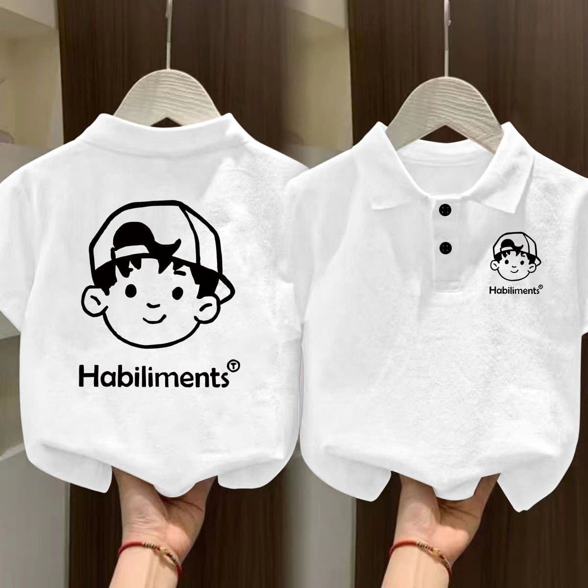 Stylish polo shirt for baby boys, pure cotton, three-dimensional collar, short-sleeved t-shirt, fashionable print, cartoon animation, children's clothing for older children.