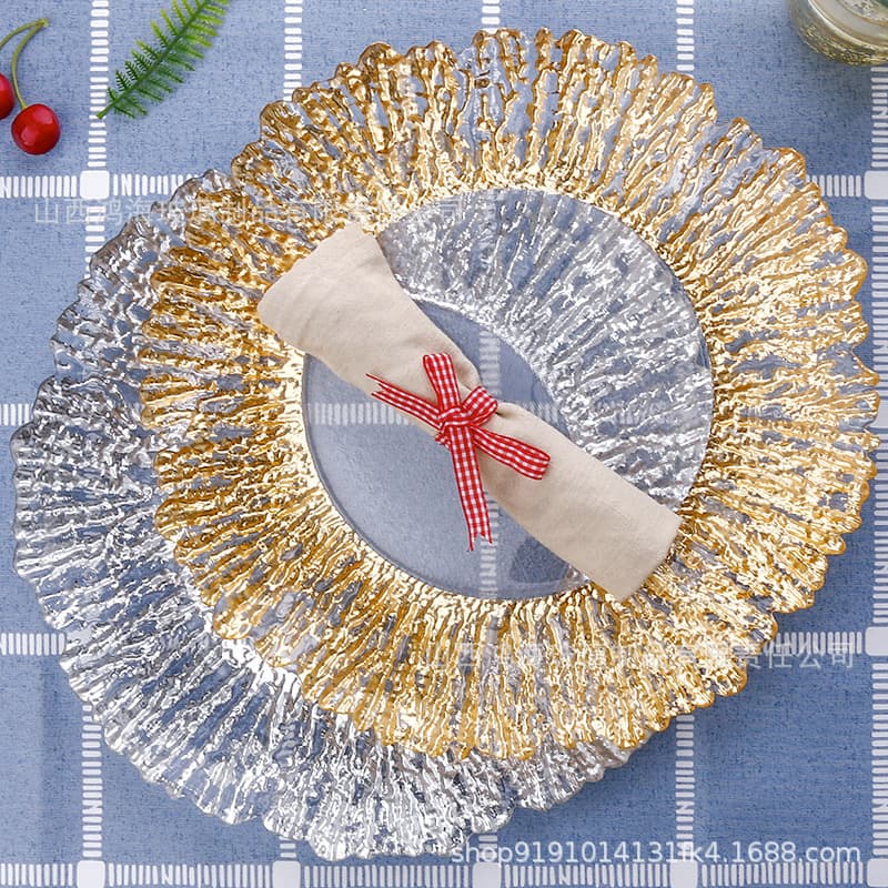 Gold Glass Snowflake Irregular Plate, Gold Bamboo Joint Plate, Silver Plate, Fruit Plate, Wedding Exquisite