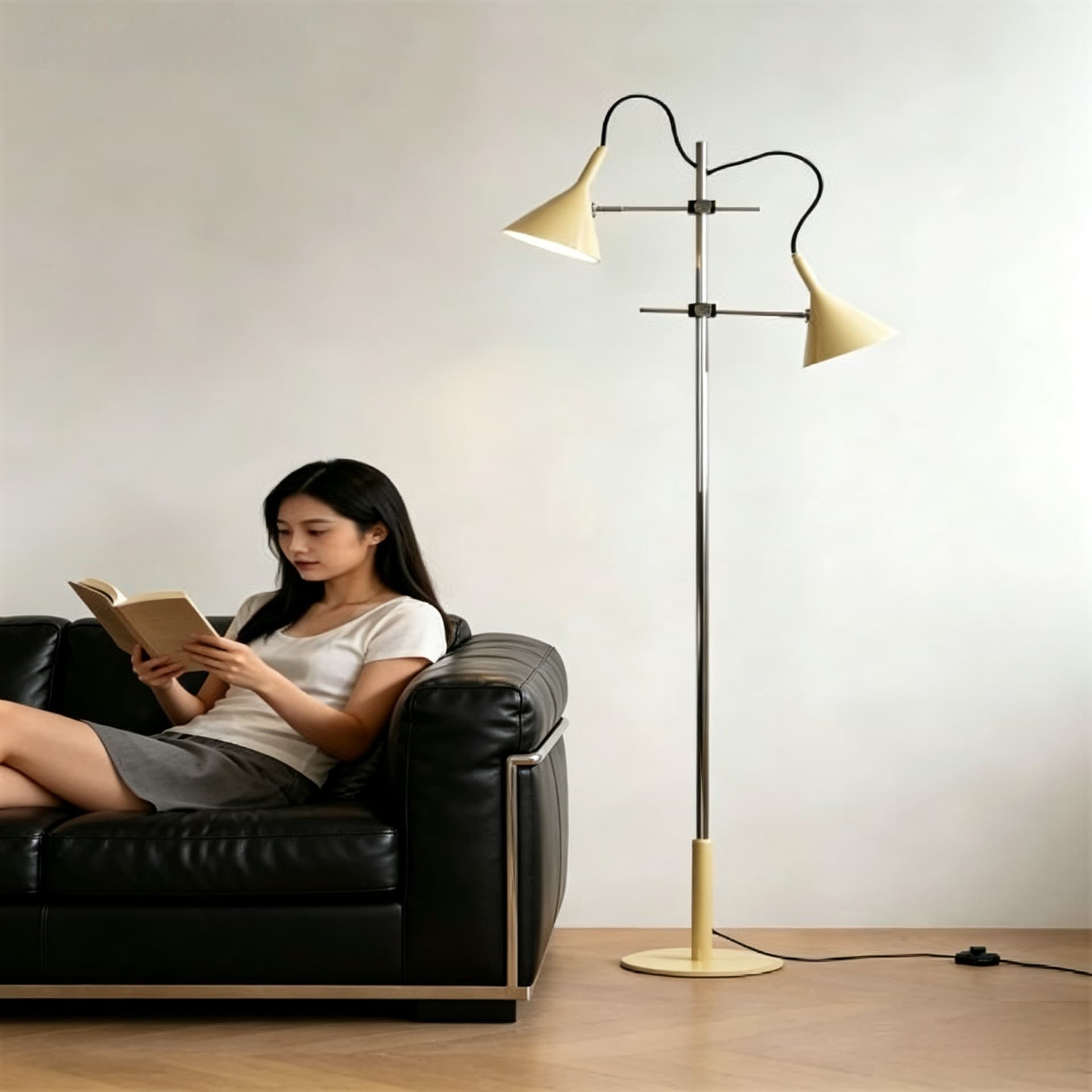 Cross-border Nordic cream style living room floor lamp modern minimalist Bauhaus retro atmosphere study bedroom vertical lamp