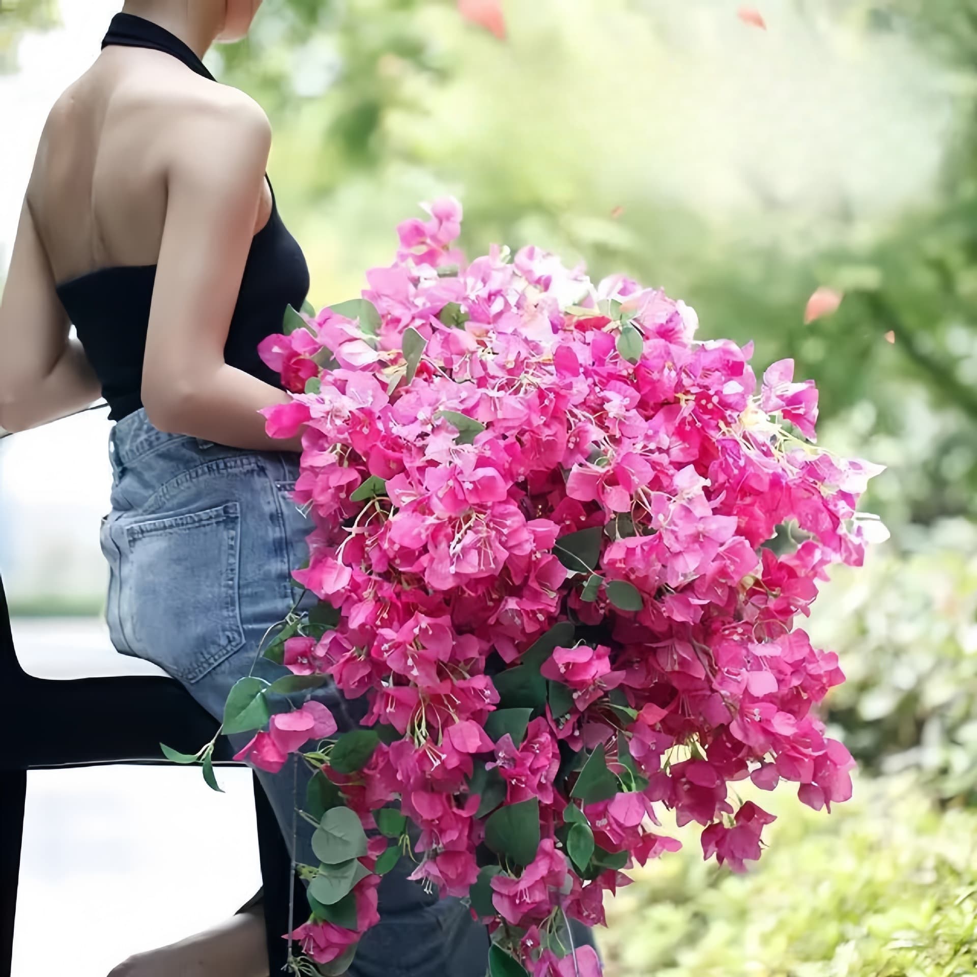 New Simulation Bougainvillea Artificial Flowers for Wedding Ceiling Decoration Hotel Home Decor Fake Flowers Cross-Border