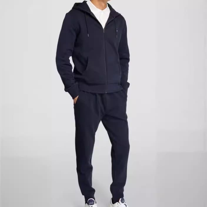 2026 New Style Cross-Border Hot Selling Men's Hoodie, Solid Color Classic Zip-Up Casual Sports Hoodie Set in Stock