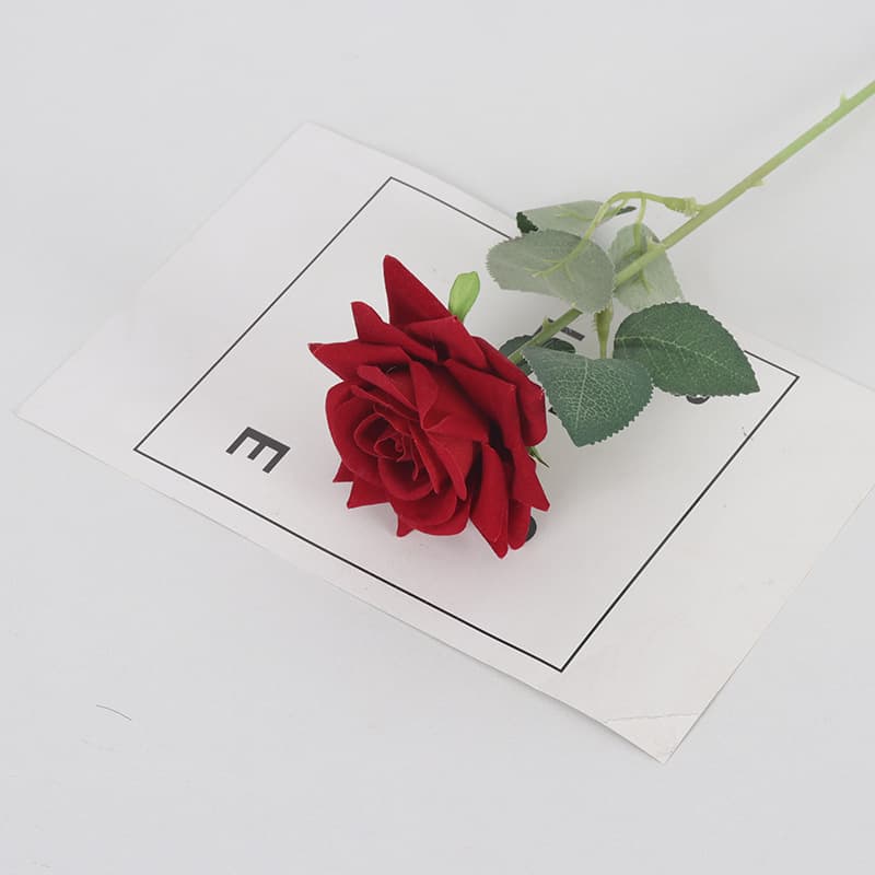 Faux Velvet Rose with Pearl Accent for Home, Hotel, Wedding, Valentine's Day Wall Decoration Silk Flower Artificial Flower