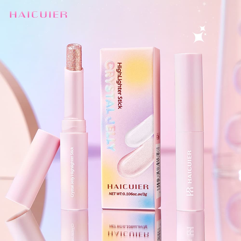 Cross-border exclusive HaiCuiEr Crystal Jelly Highlighter Stick, crystal potato mousse texture, super shimmering multi-color highlighter stick