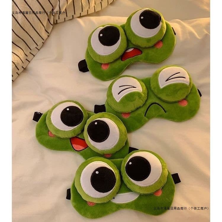 Quirky Frog Sleep Mask for Light Blocking, Cartoon Cute Unisex Cold Compress, Children's Fatigue Relief, Student Use