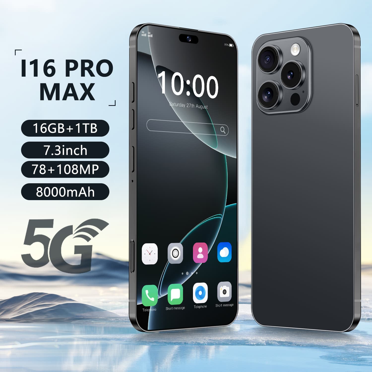 i16ProMax Cross-Border Phone 7.3-Inch 16MP 4G Full Netcom Drop Shipping Full Screen Dual SIM Dual Standby