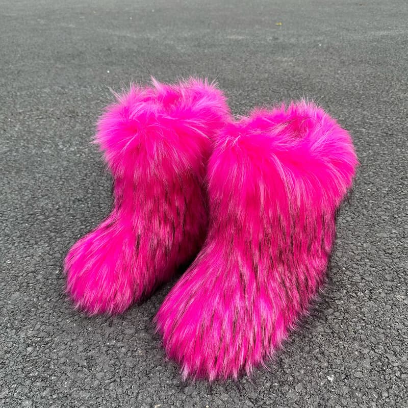 2025 New Cross-Border Children's Snow Boots Furry Boots Warm Faux Fox Fur Boots Kids BOOTS
