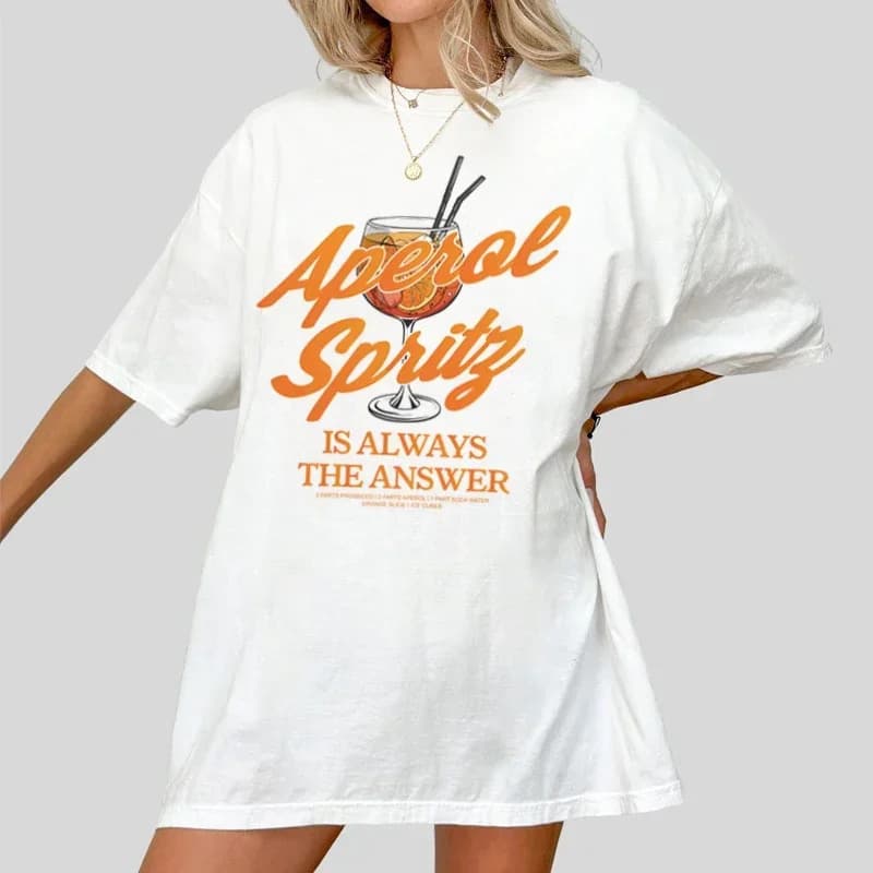 Ouma Cotton Aperol Spritz Women Funny Quotes T-Shirts Retro Alco