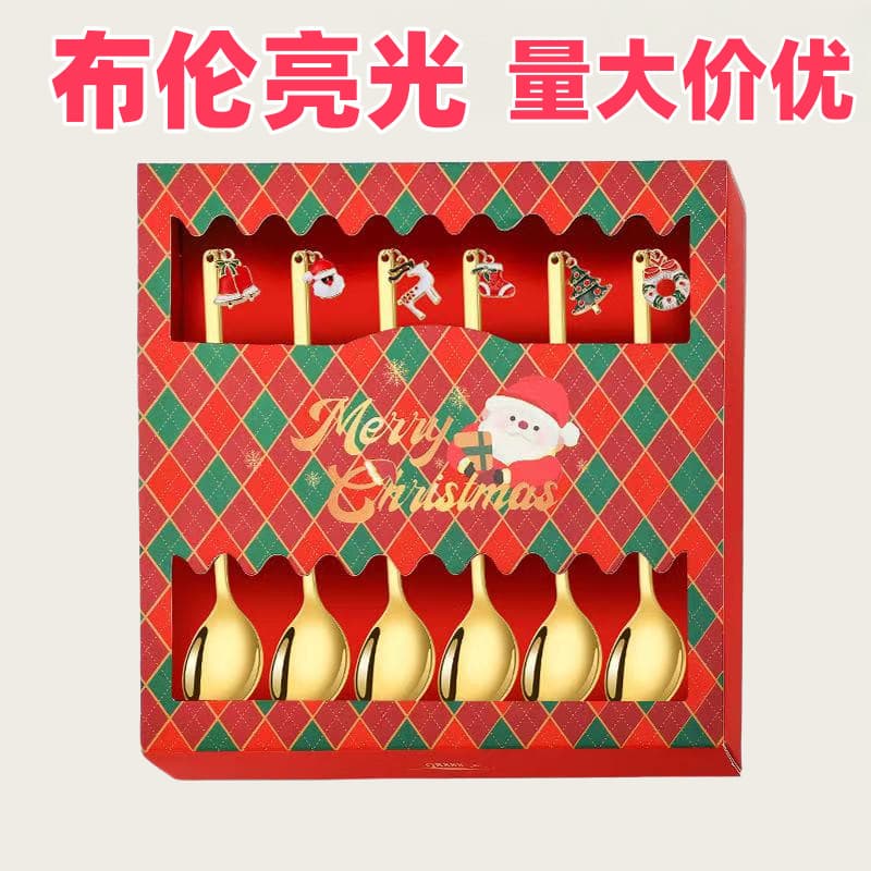 Cute Christmas Pendant Spoon and Fork Cutlery Set Santa Coffee Stirring Spoon Fruit Fork Gift Set