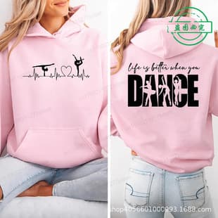 Life is Better Printed Women's Fleece Sweatshirt Funny Dancing People Crewneck Sweatshirt