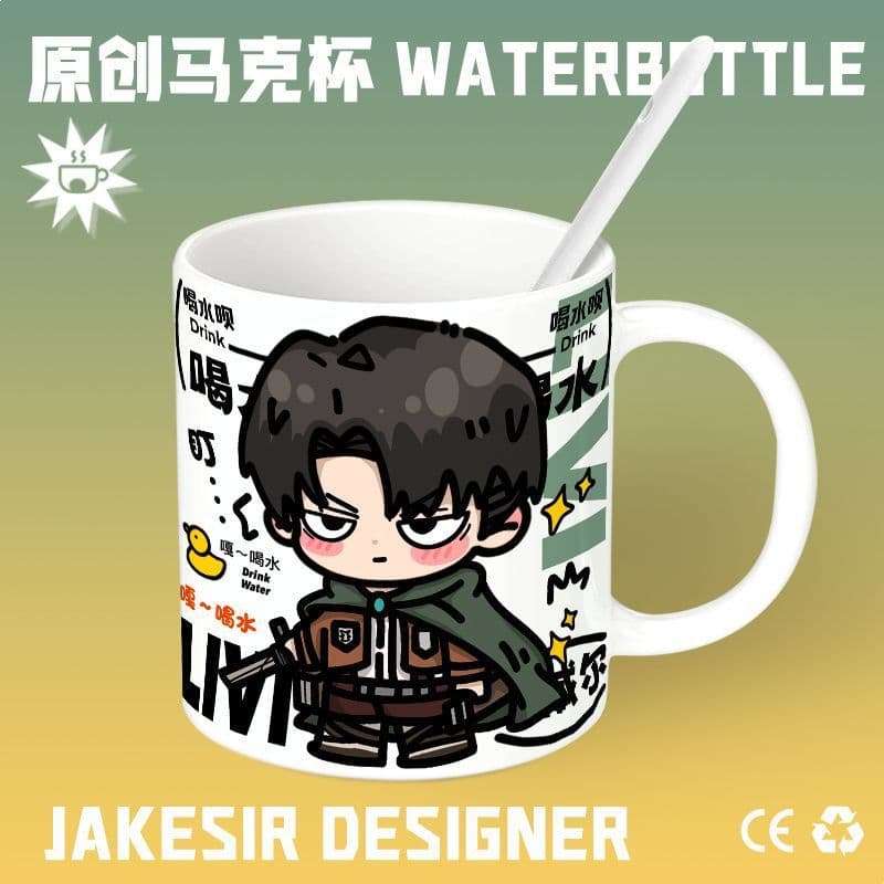 Attack on Titan Captain Levi Ceramic Drinking Cup High Appearance Office Desk Mug Coffee Cup MOD