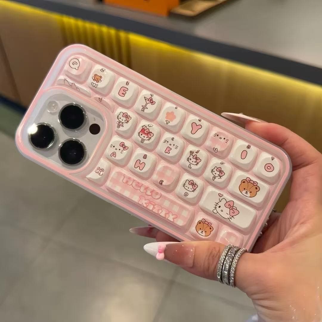 Creative KT Cat Xiaoxin Apple 16promax mobile phone case 15pro keyboard iPhone14 new 13 soft shell 12