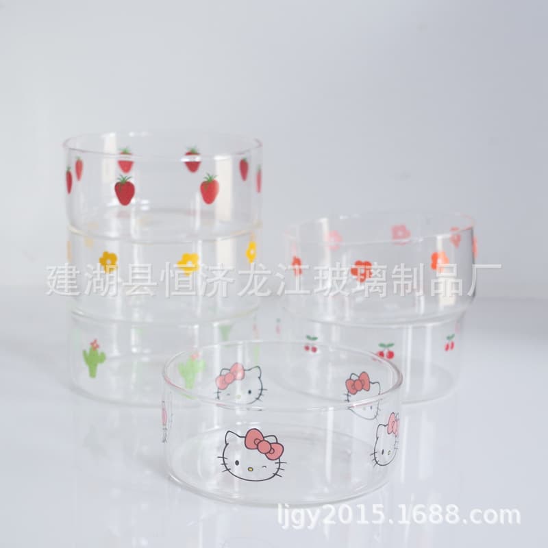 High-Temperature Resistant Clear Glass Bowl Breakfast Bowl Dessert Bowl Cereal Bowl Fruit Bowl Salad Bowl Candy Snack Tray