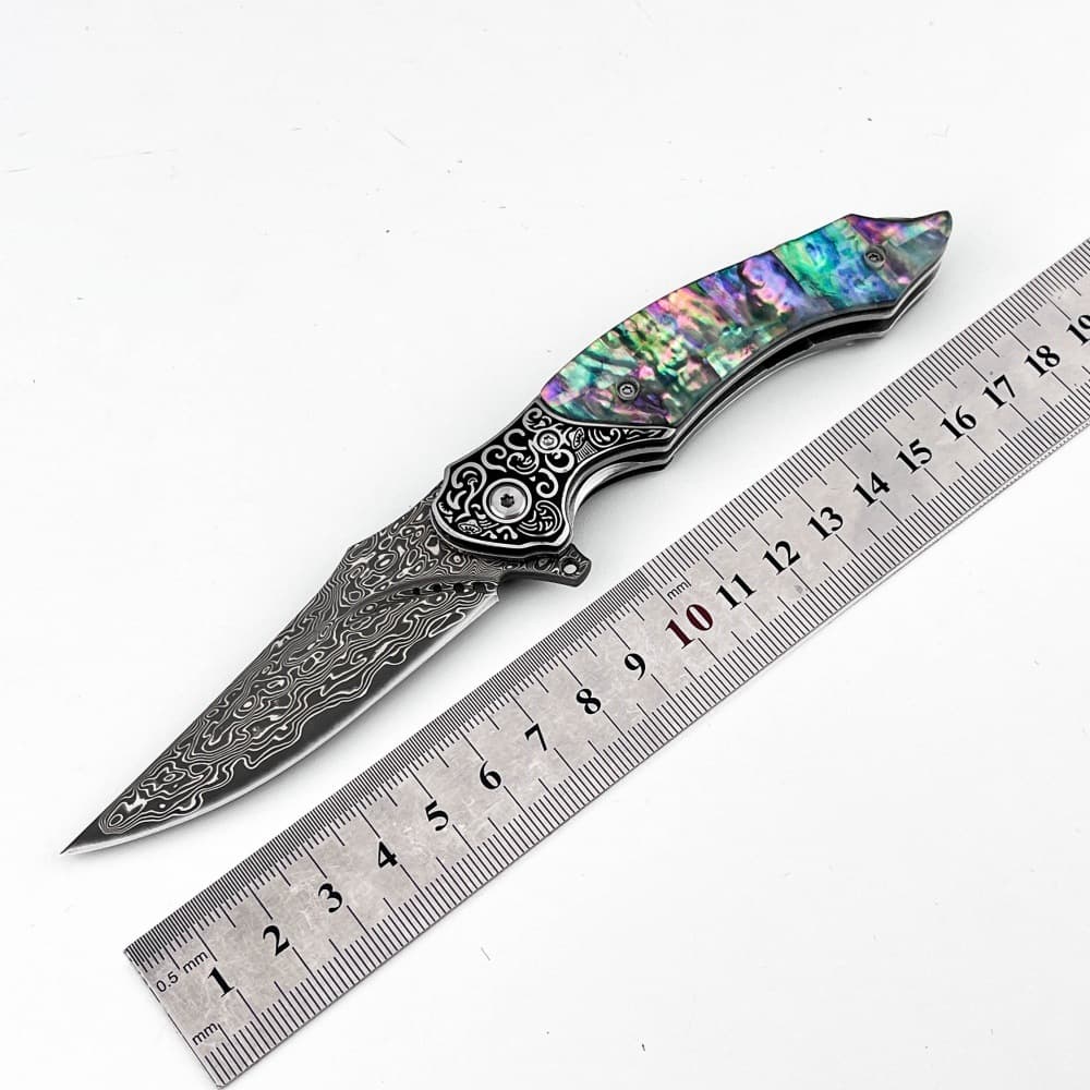 Foreign trade hot-selling Huanbei Damascus folding knife outdoor knife high quality Damascus blade wilderness survival knife