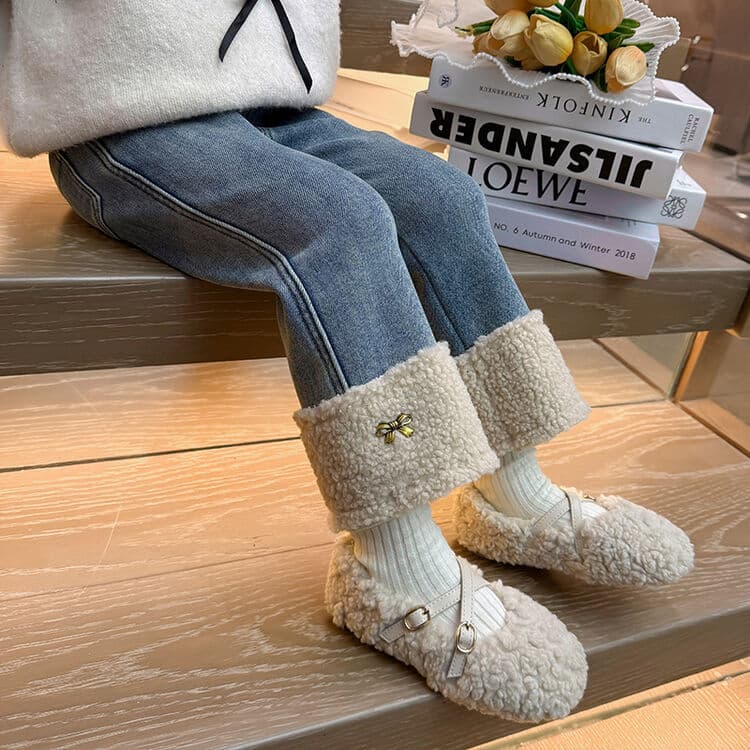 Girls' Fleece-Lined Jeans Winter 2025 New Style Stylish Children's Autumn/Winter Style Thickened Pants Little Girls Straight-Leg Pants