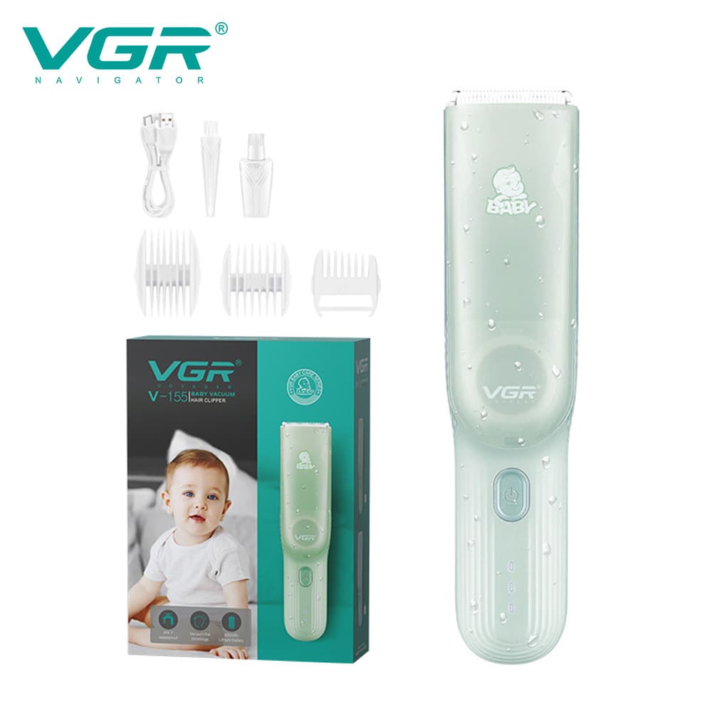 VGR155 cross-border IPX7 washable baby hair clipper ceramic head automatic hair suction baby hair clipper