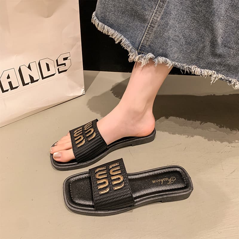 New Mesh Bow Women's Slippers, Fashionable and Versatile, Anti-Slip and Wear-Resistant, Casual Outdoor Wear, Fairy Style Beach Slippers