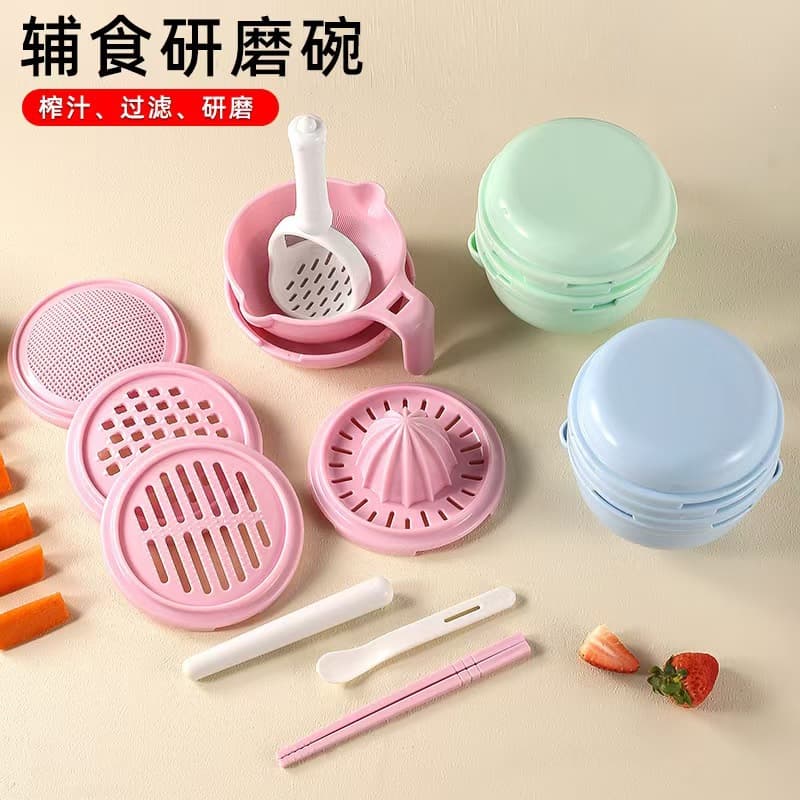 Baby Food Grinding Bowl Set, Infant Food Masher Tool, Manual Food Grinder for Home Kitchen