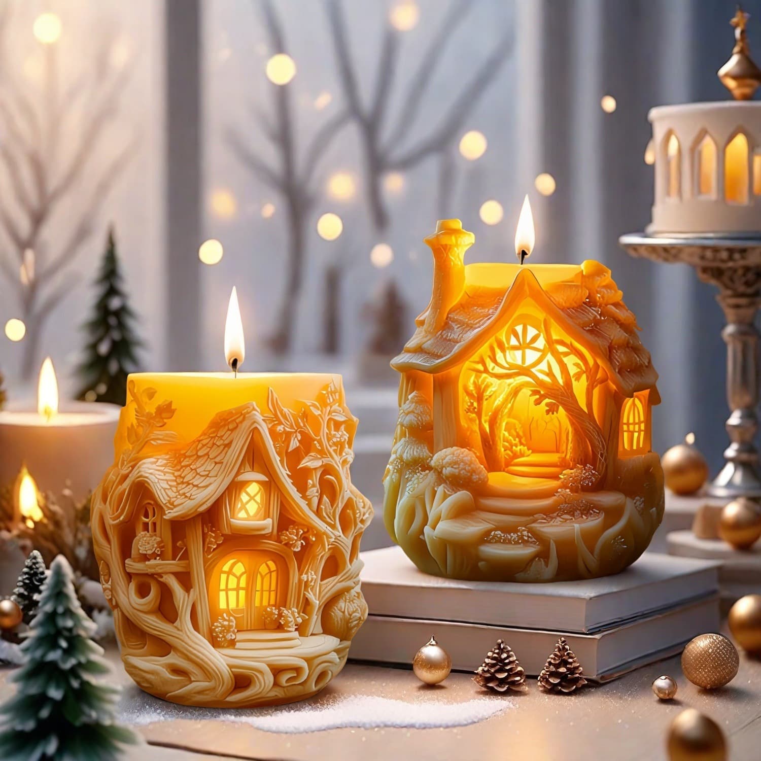Dream Treehouse Castle Scented Candle Silicone Mold DIY Fairy Tale Forest Cabin Candle Building Silicone Mold