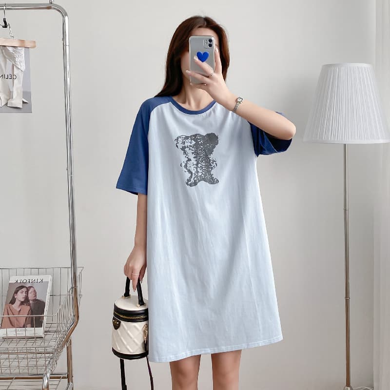 9165 Maternity Nursing Nightgown Summer Short Sleeve Loose Thin Dress Postpartum Nursing Top Fashion Summer Clothes
