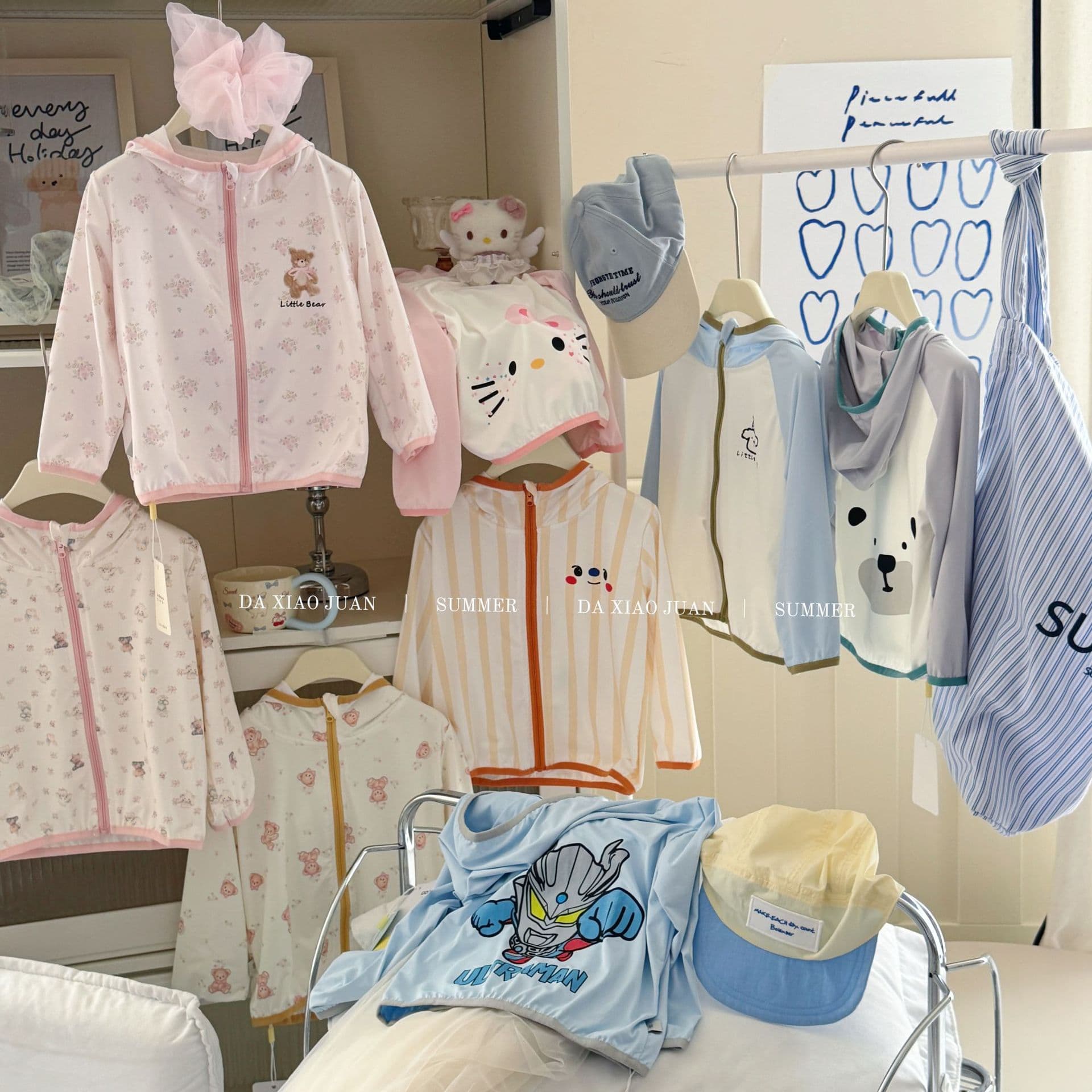 Big Small Roll Summer Children Hooded Sun Protection Clothing Boys and Girls Cartoon Anti-UV Jacket Baby Breathable Top