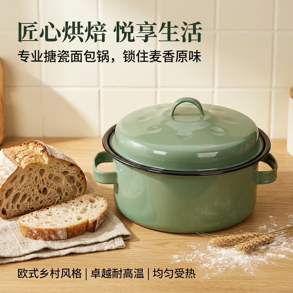 Enamel pot, enamel pot, Dutch bread pot, double-ear soup pot, induction cooker, universal high temperature resistant export, Amazon foreign trade