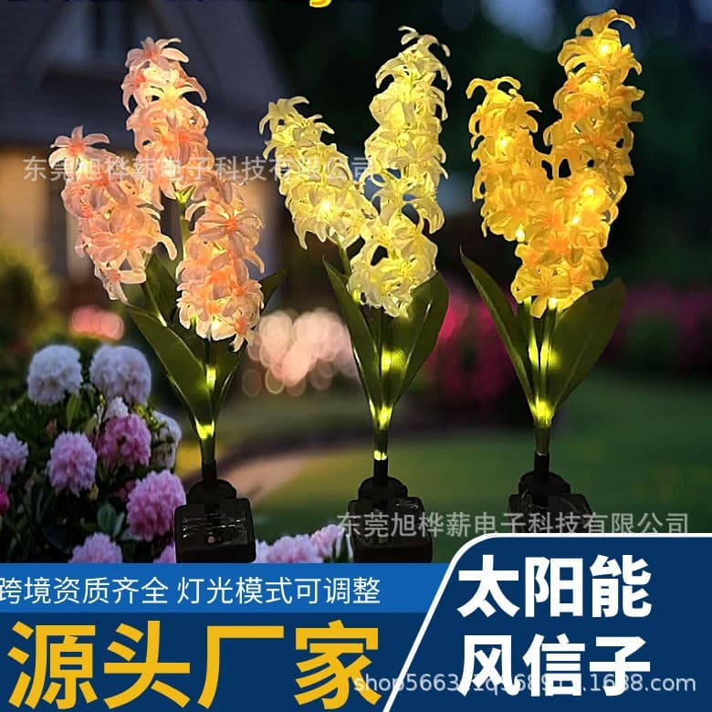 New Solar Delphinium Hyacinth Lawn Light Waterproof Garden Villa Decorative Outdoor Courtyard Light