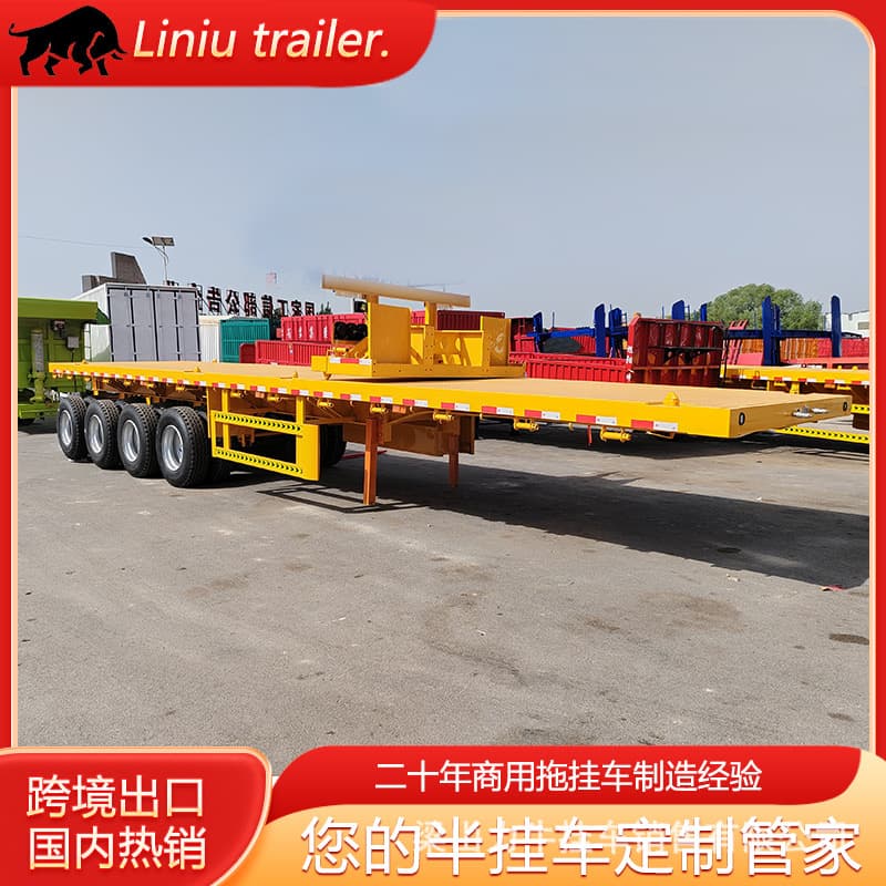 Flatbed Transport Semi-Trailer Cross-Border Distribution Flatbed Tractor Trailer Truck 13m Flatbed Trailer Container Transport Semi-Trailer