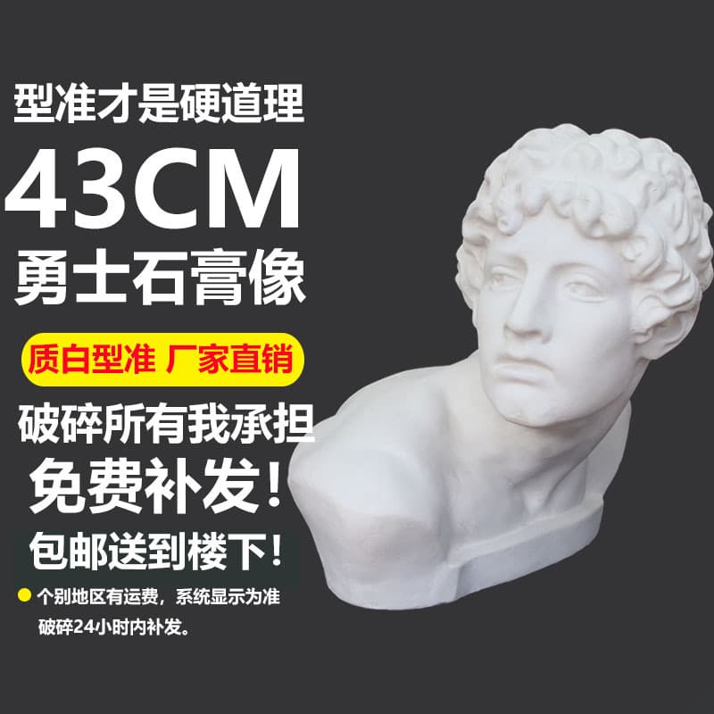 Warrior Bust Plaster Head Portrait Sketch Model Art Teaching Supply Sculpture Display Painting Still Life
