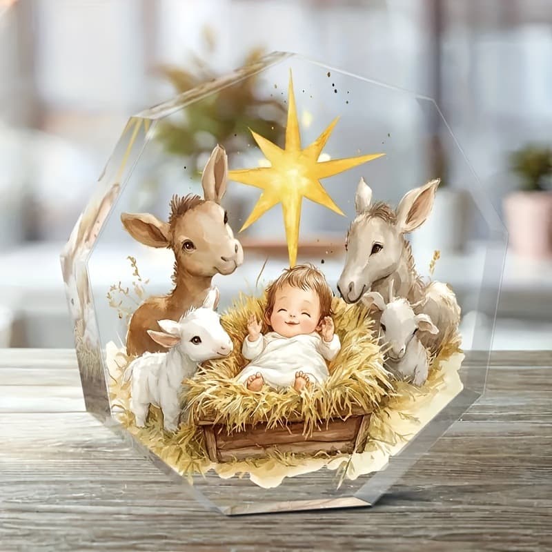 2D Flat Acrylic Star Pattern Festival Gift, Christmas Easter Thanksgiving New Year Home Decor